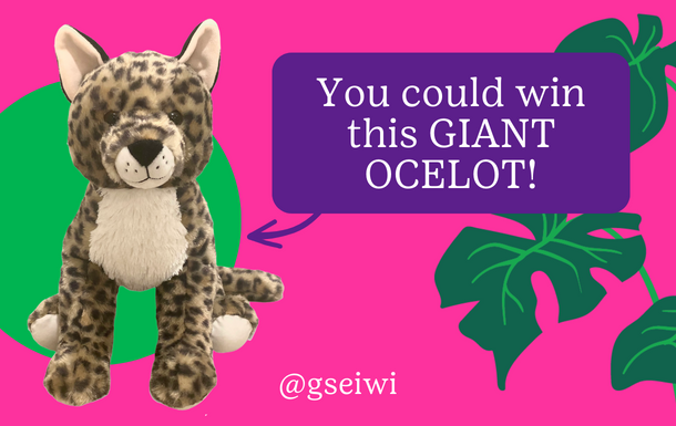 graphic with a cartoon ocelot and text that says Fall Product Program Scavenger Hunt