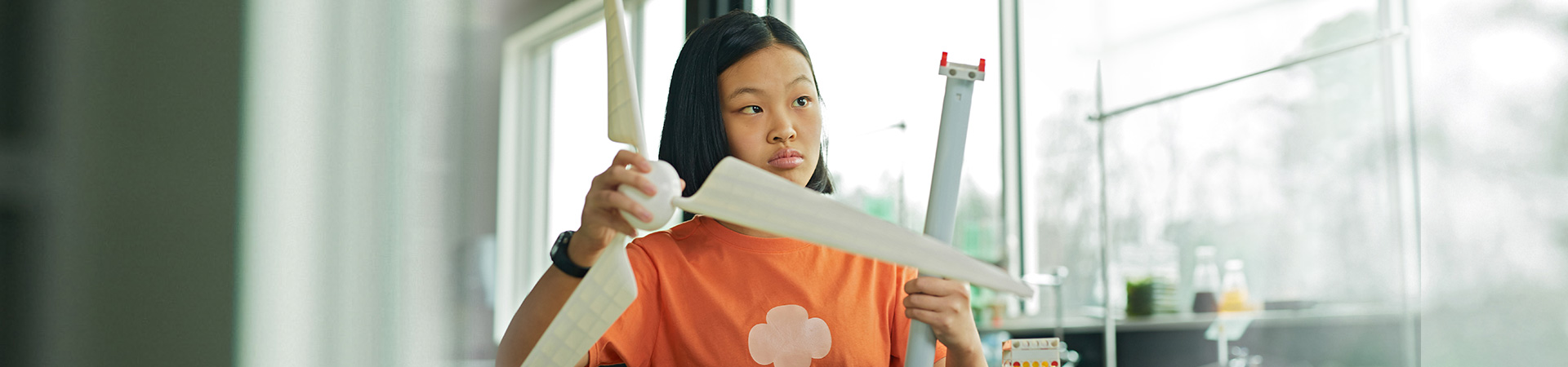  Girl working on a science project 